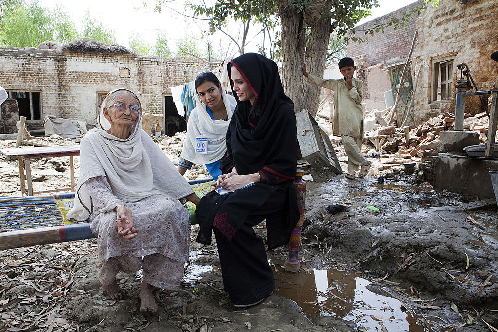 Angelina Jolie in Pakistan in 2010