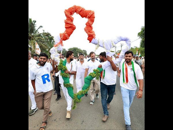 Rahul Gandhi walks in 'Bharat Jodo Yatra'