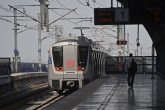 A Delhi metro train