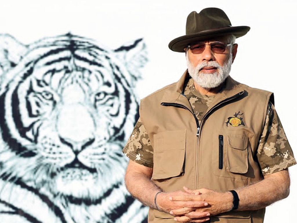 PM Narendra Modi poses for photos during his visit to Bandipur Tiger Reserve