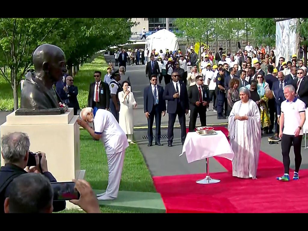 Indian PM Narendra Modi on International day of Yoga in New York, US.