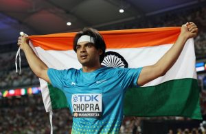 India's Neeraj Chopra wins gold at World Athletics Championships in Budapest, Hungary.