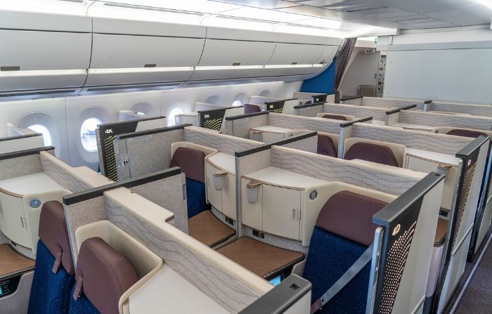 The business class in the Air India Airbus A350