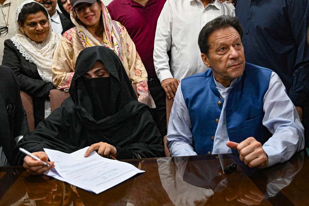 Former Pakistan prime minister Imran Khan along with his wife Bushra Bibi