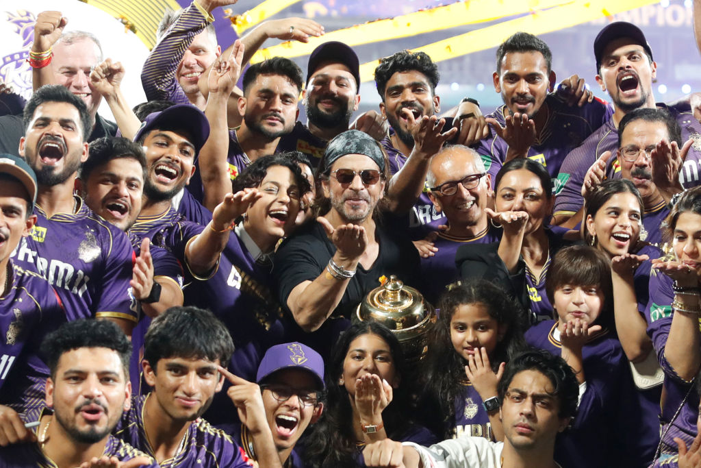 Kolkata Knight Riders players with the IPL 2024 trophy