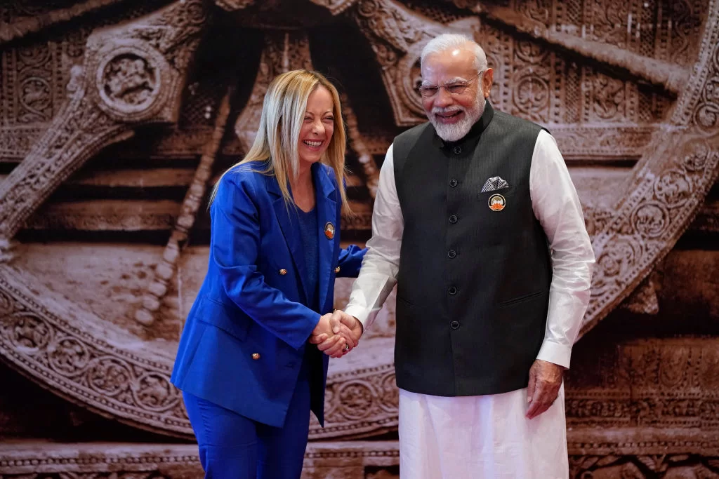 Indian PM Narendra Modi and his Italian counterpart Georgia Meloni