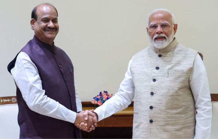 Indian PM Narendra Modi with Om Birla, who became the speaker of the Lok Sabha of Indian Parliament for the second time on June 25, 2024.