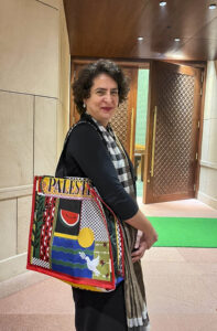 Priyanka Gandhi carries bag emblazoned with 'Palestine' to Parliament